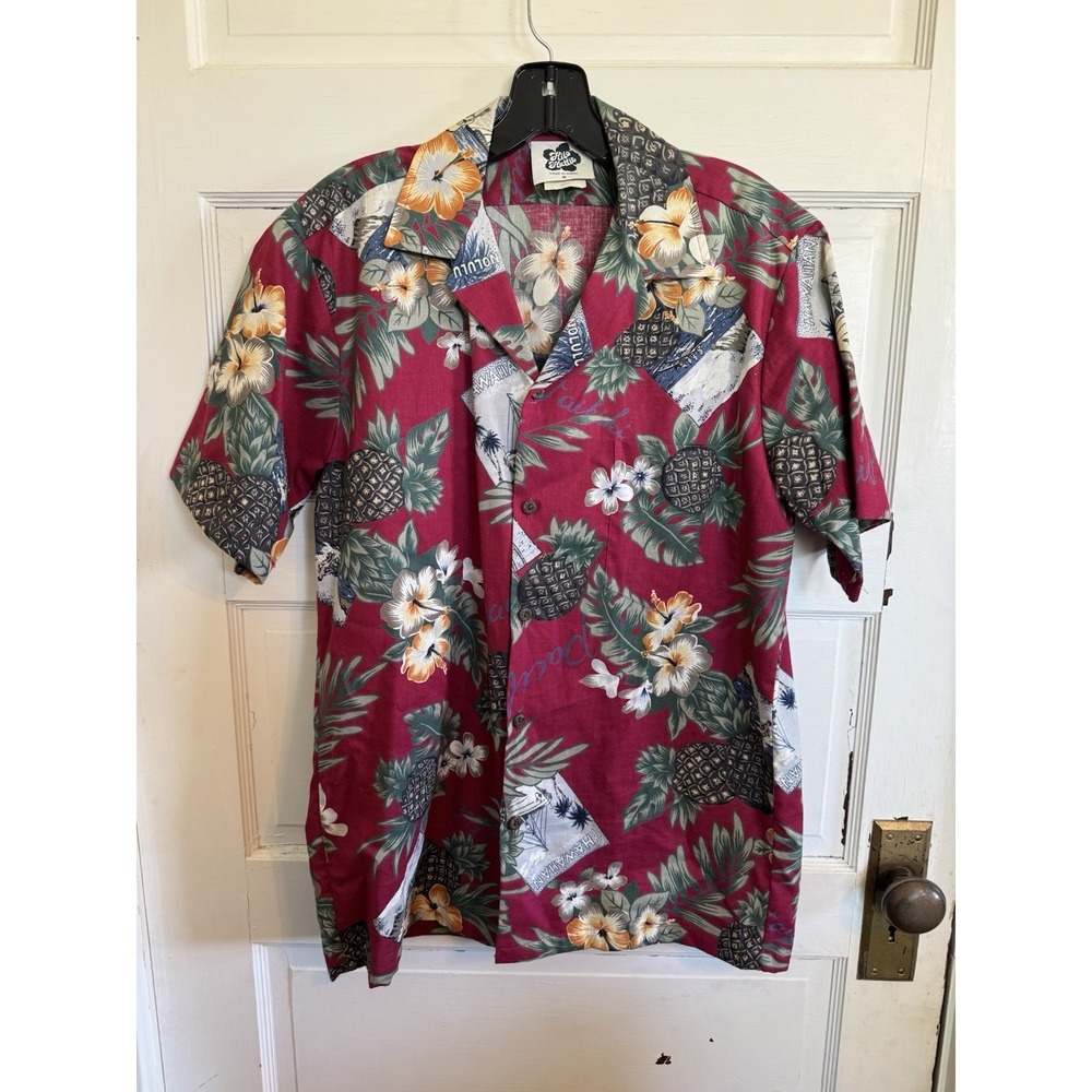 VTG Hilo Hattie Shirt Mens Small Hawaiian Harley Davidson Cotton Resort Beach